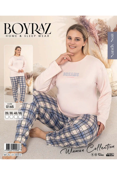 BOYRAZ 0165 Women's Sandy Oversized Long Sleeve Pajama Set