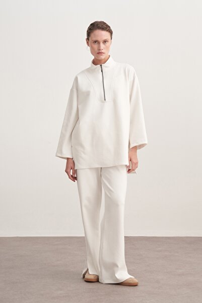 EBU Prive Жіночий інтерлок з високим коміром, світло-бежевий