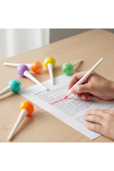 HIGHLIGHTERS LOLİPOP ŞEKER FİGÜRLÜ FOSFORLU KALEM SETİ 6'LI SET