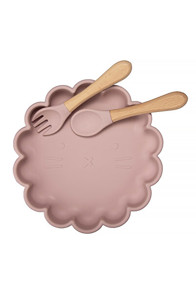 Pitikot Set Farfurie din Silicon cu Tacamuri din Lemn Pitikot® Model Pisica, ...