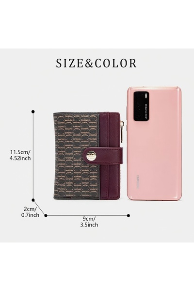 Ch CHCH Classic Light Luxury Retro Square Compact Wallet Stylish Button Closure Design