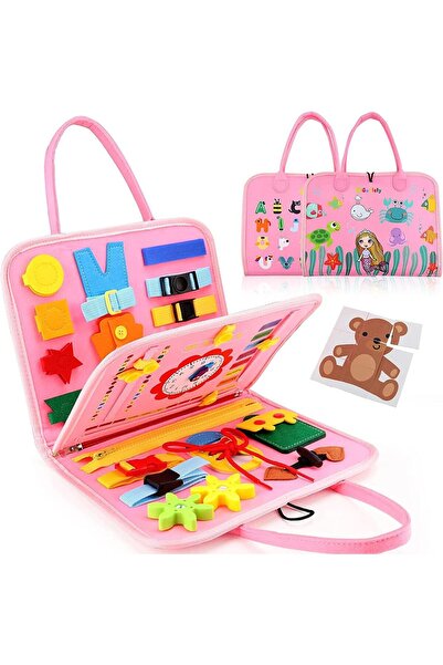 LinJie لوح أنشطة قطني للأطفال الصغار، لعبة تعليمية محمولة متعددة الأنشطة مصنو...