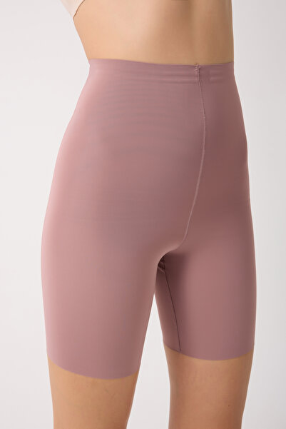 MİSTİRİK Porfy Model Anti-Slip Silicone Striped Biker Leggings Long Dusty Rose Color090