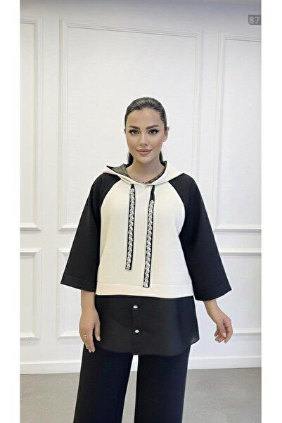 Valerin Antakya Taş İşleme Detaylı Kapüşonlu Üst