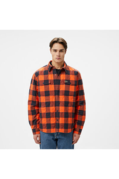 Lacoste Erkek Relaxed Fit Ekose Turuncu Gömlek