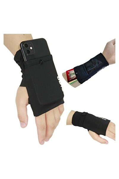 Arabest Wrist Phone Holder Armband for Running Workout Walking Hiking (Black, Medium: Left)
