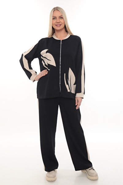 zitex Modal Fabric Plus Size Tracksuit Set with Print and Stone Detailing and...