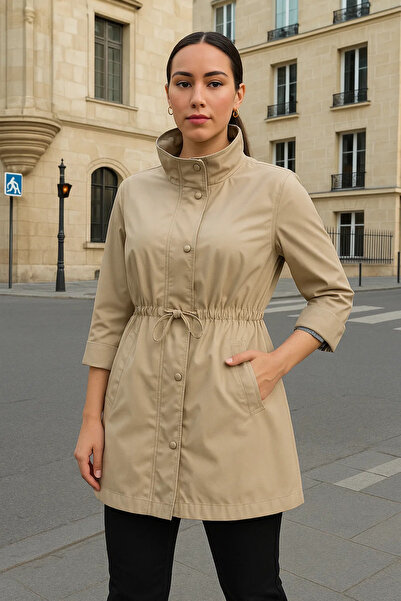 comstar Γυναικεία κοντή καμπαρντίνα με κορδόνια Premium μπεζ