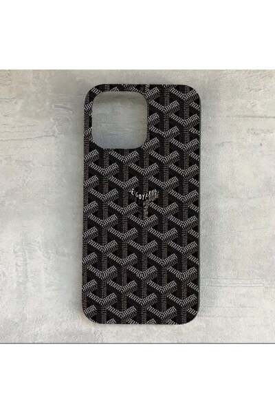 Generic iPhone 15 Pro Max Luxury Patterned Shockproof Case - Black