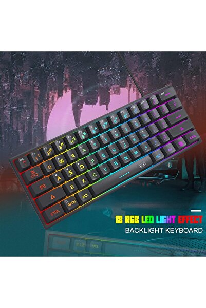 MageGee 60% 61-Key RGB Backlit Ultra-Compact Waterproof Gaming Keyboard (Black)