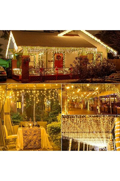 BZRSH Christmas Installation Turturi, 20 m, 500LED, Curtain, Fringes, Interconnectable, Thick White Wire, WARM WHITE