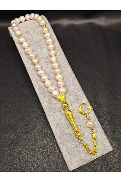 Han Ticarethane سبحة لؤلؤية ذهبية اللون بتصميم كروي