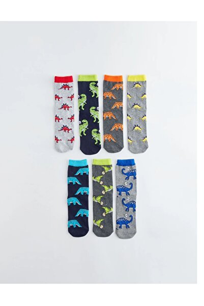 LC Waikiki Lcw Kids Mixed Pattern Boys' Socks Children's 7-Piece Set