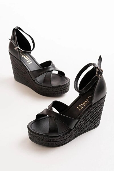 asmi shoes Women's Verla Cross Strap High Heel Wedge Sole Shoes