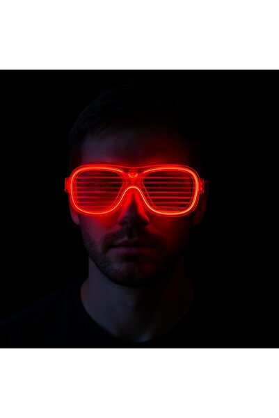 TanOzel Party Glasses with Red Led Lights - Neon Glow Strip Glasses 3 Modes