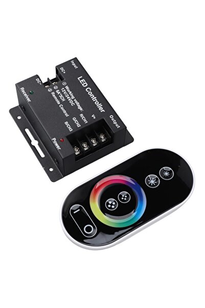 Ledarmy Dokunmatik Kumandalı RGB Şerit Led Kontrol Devresi cihaz 644-TOU-RF-RGB18A Siyah 432W 12-24V uzaktan