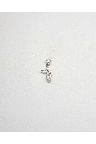 Piercing by Sever KELEBEK ÇİÇEK SALLANTILI ÇELİK PIERCING. ŞEFFAF TAŞLI VE GÜ...