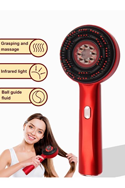 BaiFeng مشط تدليك كهربائي، مشط تدليك للعناية بالشعر مع ضوء أحمر، مشط تدليك قابل لإعادة الشحن