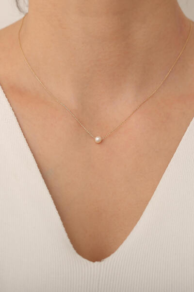 Bayar Gold 14 Ayar Altın İncili Forse Zincir Kolye