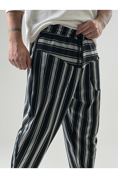 COCOPELLI Black and White Men's Baguette Pants with Front Pocket Detail Coc2600