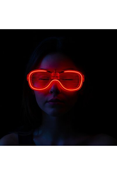 TanOzel Party Glasses with Red Led Lights - Neon Glow Strip Glasses 3 Modes