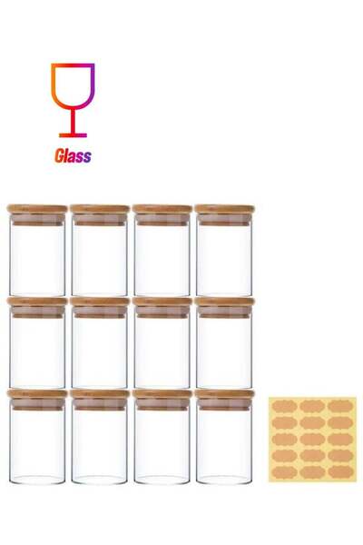 XIUWOO 12-Piece Food Storage Glass Jars with Bamboo Airtight Lids Clear 150ml