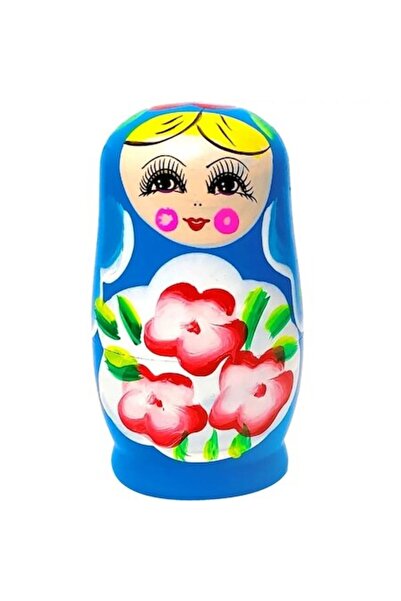 OEM Set of 6 Matryoshka Dolls, Wooden, Blue