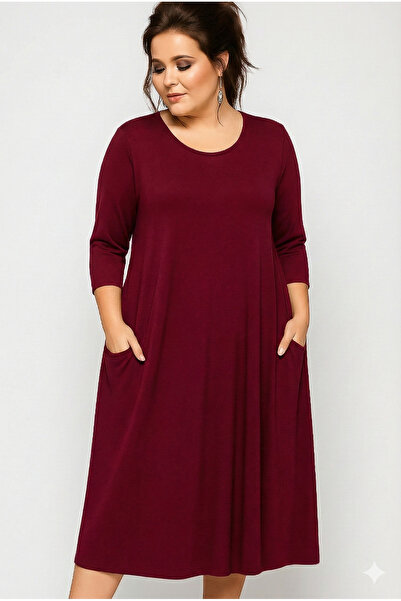Curvy Trend Plus Size Wide Cut Long Sleeve Viscose Dress