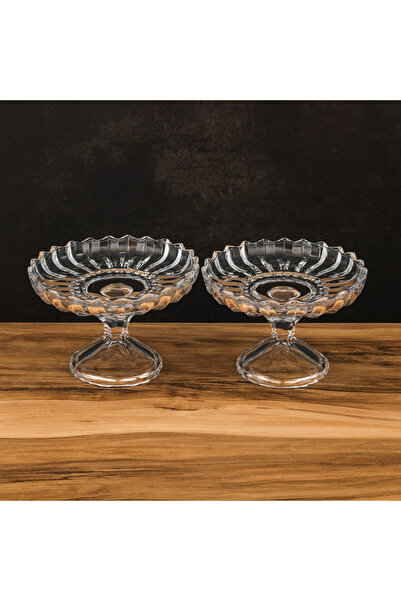 Delisoga ✨ Set of 2 luxurious glass serving dishes on a base – 18x10 cm | Elegance to grace your table ✨