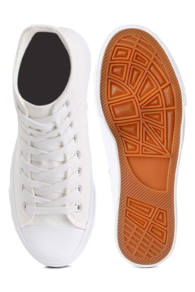 london Rag Women Solid Canvas High Top Sneakers in White