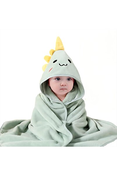 Generic Baby Hooded Bath Towel - Ultra Soft Absorbent Coral Fleece, Dinosaur Hood