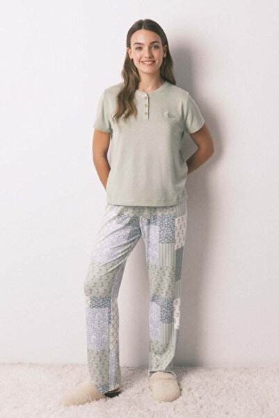 Women'secret Super soft patchwork short sleeve long pyjamas