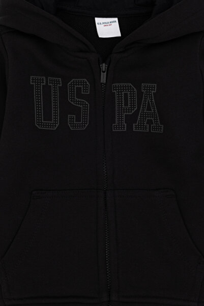 U.S. Polo Assn. Baby Girl Black Zippered Basic Sweatshirt 50296426-Vr046