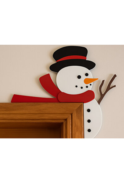 WELLCUT İhtiyacın3D Black 3D Printed Door Corner Ornament – Snowman Christmas...