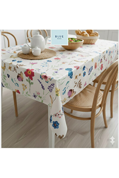 Blue Home 🆕 Fiesta Lux Pvc Fiber Tablecloth - Waterproof Modern Pattern Kitchen and Dining Table Cover.
