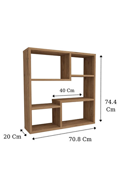 Reyo Enda Home Myra09 5 Bölmeli Modern Duvar Rafı, Mutfak Rafı Atlantik Çam