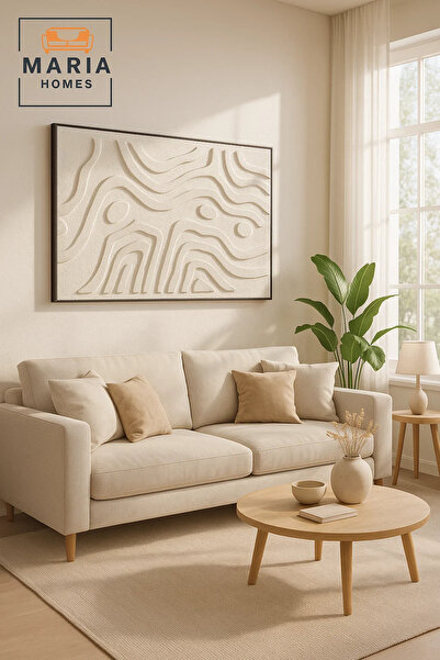 MARIA HOMES لوحة فنية جدارية عصرية منقوشة ٨٠×١٢٠ | ديكور تجريدي بسيط | تصميم قماشي فاخر
