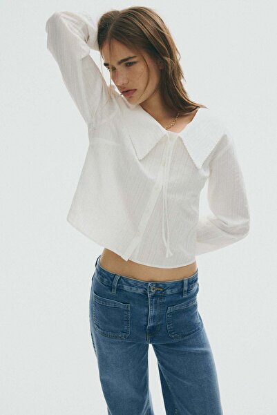 H&M بلوزة بياقة بيتر بان