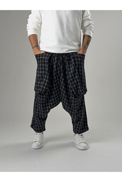 COCOPELLI Men's Thin Plaid Avant-Garde Baggy Pants Coc2572