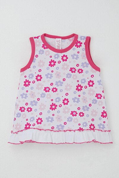 Breeze Baby Girl Dress Colorful Floral Pattern Skirt Part with Ruffle Detail 0-6 Months, White