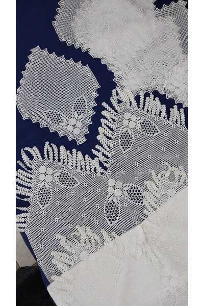 Papatyam 30 x 25 12 adet peçete 150 x 55 1 adet buzdolabı örtüsü ortası kumaş floş ip tığ işi dantel mutfak