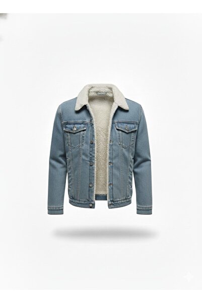 WKM Ανδρικό τζιν μπουφάν με κλασική κοπή από γούνα