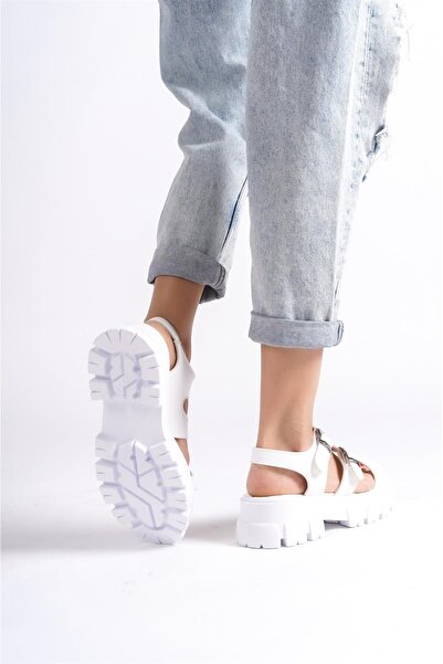 asmi shoes Women's Seso White High Three-Strap Ankle Strap Sandals 970