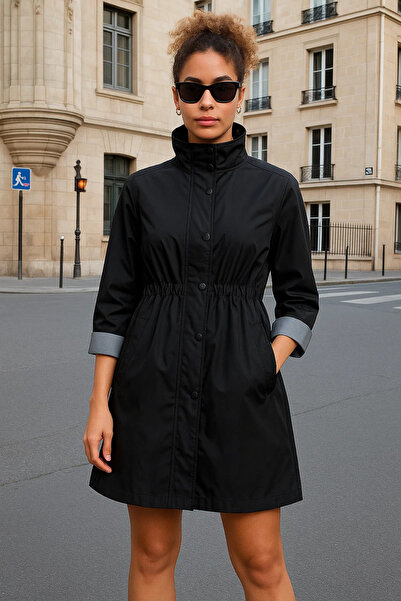 comstar Trench scurt negru premium pentru femei