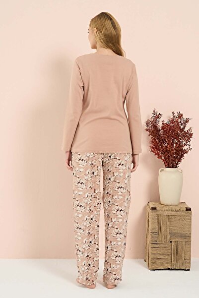 REMSA Plus Size Women's Combed Cotton Long Sleeve Pajama Set 3204 Salmon