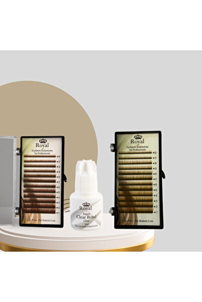 Royal Eyebrow Extensions Kit – Medium Brown 0.10 + Light Brown 0.15 + Clear Adhesive
