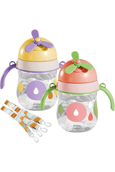 Homarket 250ml Anti-Spill Kids Cup with Weighted Straw, 360° Silicone, 2pcs (Purple + Pink)