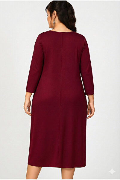 Curvy Trend Plus Size Wide Cut Long Sleeve Viscose Dress