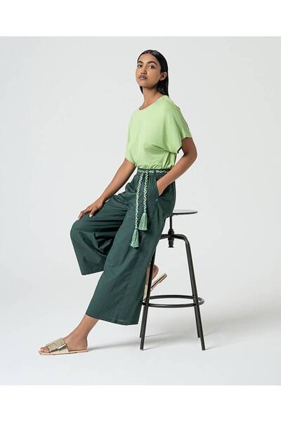 Surkana Tricou supradimensionat cu guler tip barcă - Verde - M