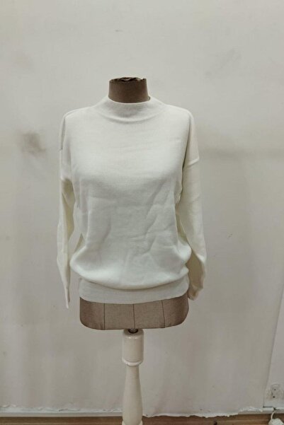 Mossta Bluză tricotată cu gât roșu - albă